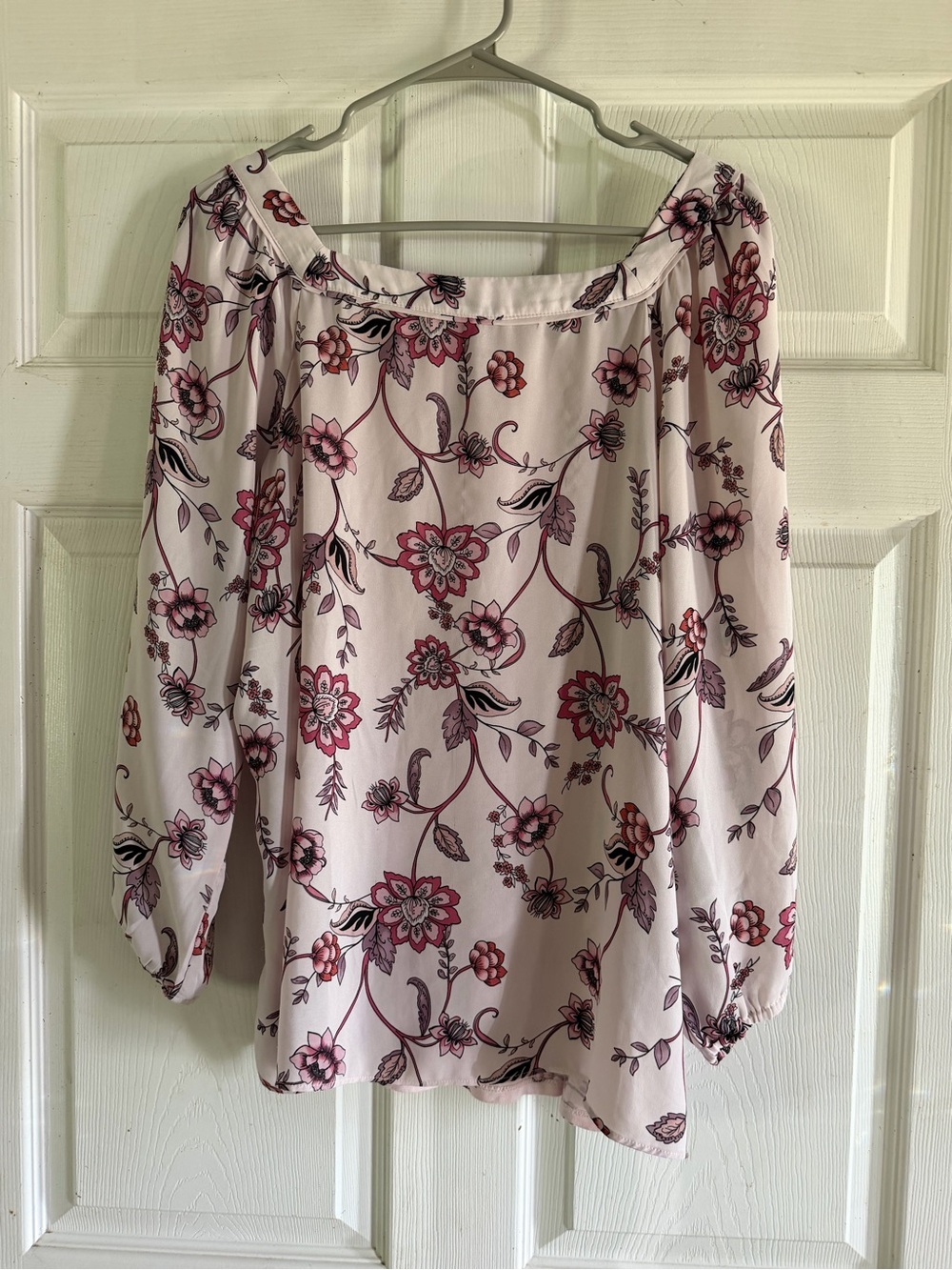 LOFT Pink Floral Off-Shoulder Blouse